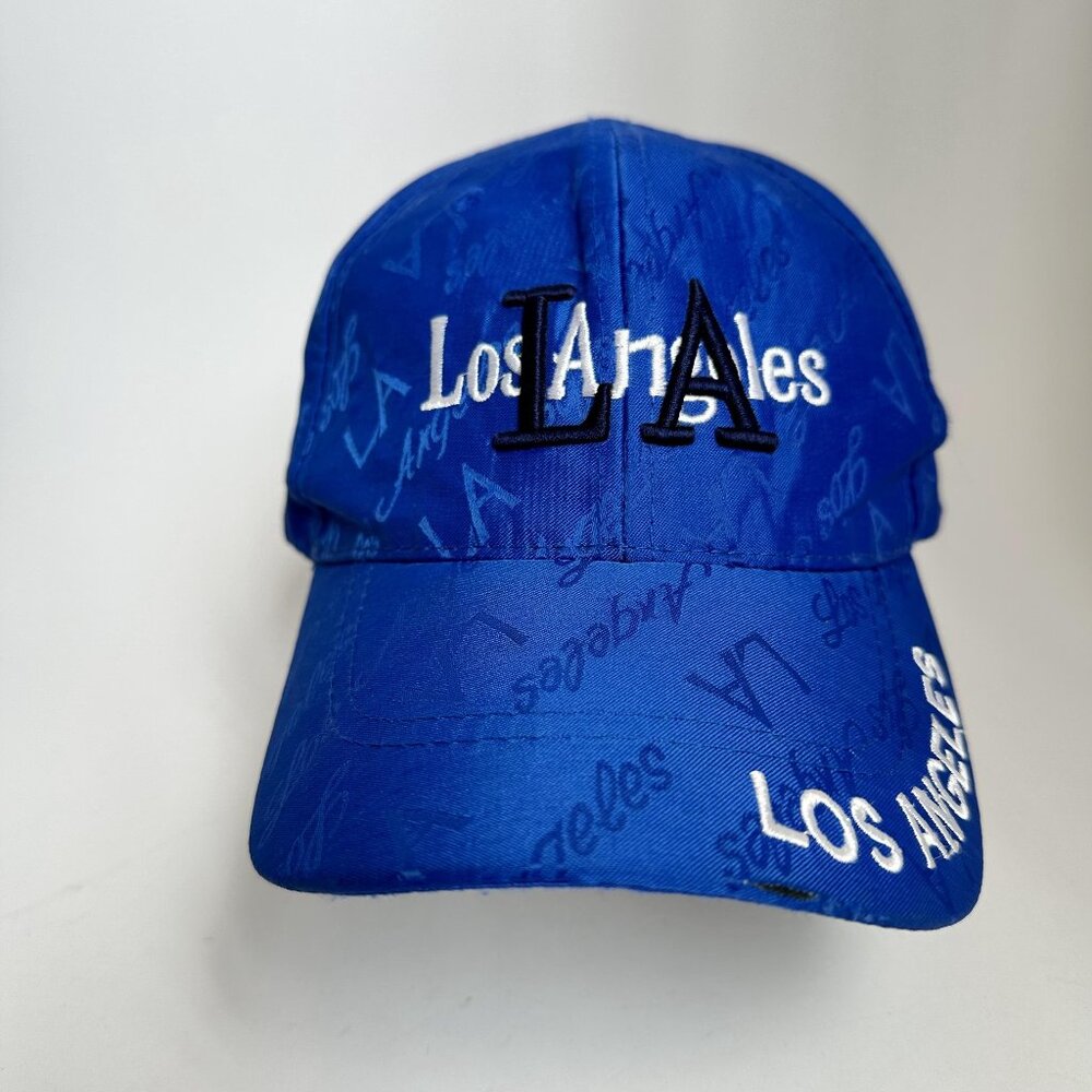 LA Los Angeles Baseball Hat Embroidered Logo Adjustable Strap Back Cap Blue